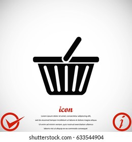 Shopping basket icon, flat design best vector icon