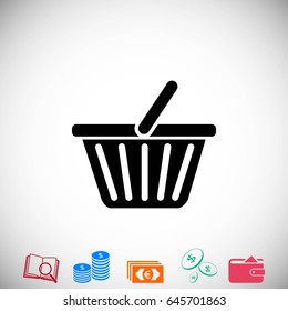 Shopping basket icon, flat design best vector icon