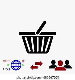 Shopping basket icon, flat design best vector icon