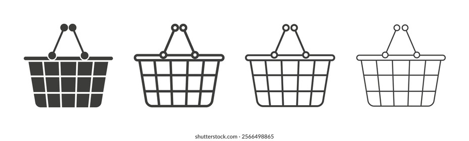 Shopping basket icon flat and linear vector illustration on white background.