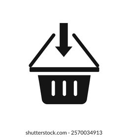 Shopping basket icon Flat simple outline set