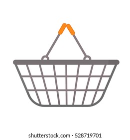 Shopping basket icon flat style. Metal basket, mesh shopping in a supermarket isolated on white background. Shopping bag. Vector illustration
