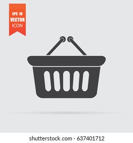 Shopping basket icon in flat style isolated on grey background. For your design, logo. Vector illustration.