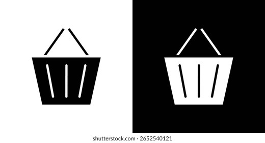 Icono de la cesta de la compra en versión plana sobre fondo blanco y negro