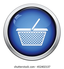 Shopping basket icon. Glossy button design. Vector illustration.