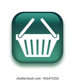 Shopping basket icon - glossy vector button