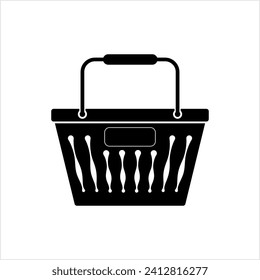 Shopping Basket Icon, Hand Carry Basket Vector Art Illustration