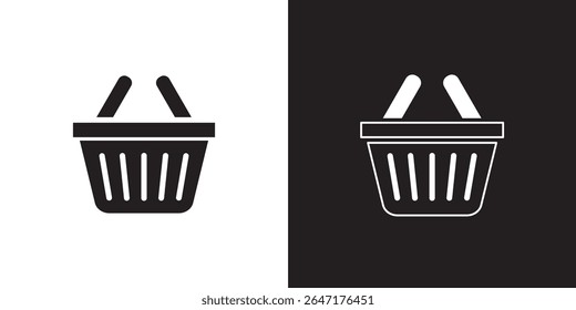 Shopping basket icon. Shopping basket icons set on black and white background, EPS10