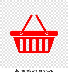 Shopping basket icon illustration. Vector. Red icon on transparent background.