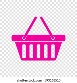 Shopping basket icon illustration. Vector. Magenta icon on transparent background.