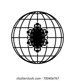 Shopping basket icon illustration. Vector. Black icon on black globe at white background. Isolated.