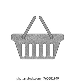 Shopping basket icon illustration. Vector. Shaded gray icon on white background. Isolated.