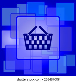Shopping basket icon. Internet button on abstract background. 
