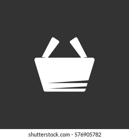 Shopping basket icon isolated on black background. Shopping basket vector logo. Flat design style. Modern vector pictogram for web graphics - stock vector
