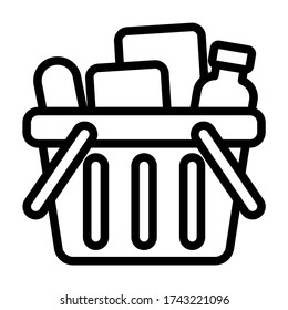Shopping basket - icon line vector - e commerce icons