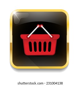 shopping basket icon With long shadow over app button