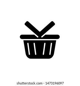 Shopping Basket Icon , Market Template Logo Design Illustration , Outline Solid Background White Marketing Retail Commerce
