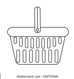 Shopping basket icon, modern line, sketch, doodle style. Plastic shopping basket in a supermarket isolated on white background. Shopping bag. Vector illustration