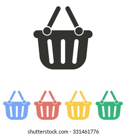 Shopping basket  icon  on white background. Vector illustration.