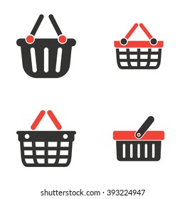 Shopping basket  icon  on white background. Vector illustration.