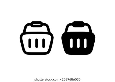 Shopping basket icon in outline and solid style Vector