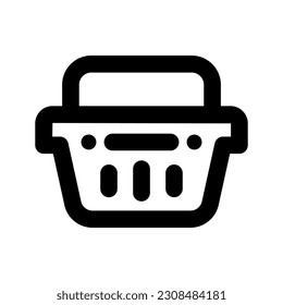 shopping basket icon, outline style, editable vector