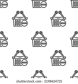 Shopping Basket Icon Pattern. Seamless Shopping Basket Pattern On White Background.