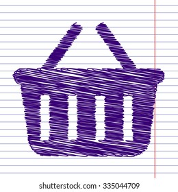Shopping basket icon with pen effect 