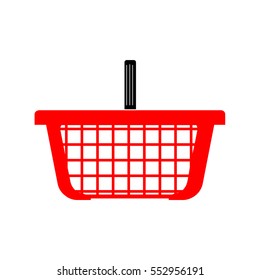 Shopping basket icon - red colour. Vector eps 10.