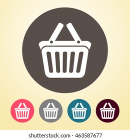 Shopping Basket Icon in round shape.