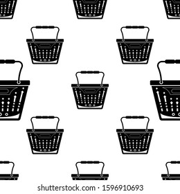 Warenkorbensymbol nahtloses Muster, handtragende Vektorgrafik-Vektorgrafik-Illustration