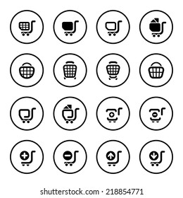 Shopping basket icon set
