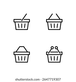 Shopping basket icon set. Basket icon. Shopping icon.