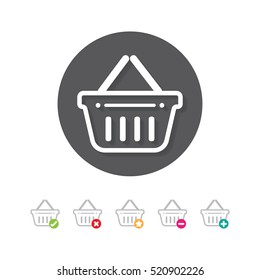 Shopping basket icon set with buy, add, remove and favorite signs