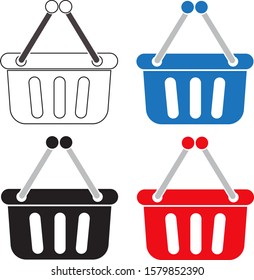 Shopping basket icon set. Flat design, vector.