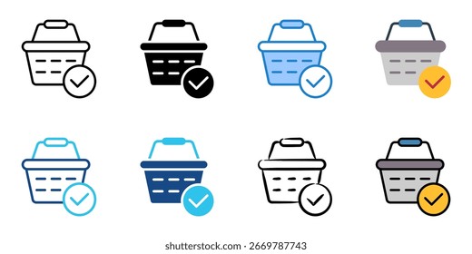 Conjunto de iconos de cesta de la compra colección de estilo múltiple 
