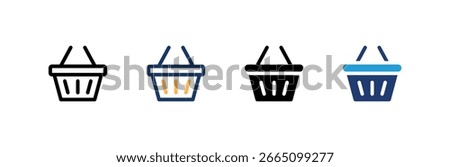 Shopping Basket icon set multiple style collection. Vector illustration.