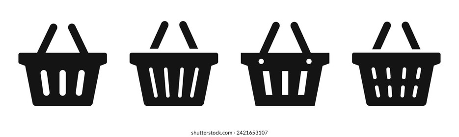 Shopping Basket icon set. Shop basket symbol. Buy buttons set. Vector illustration