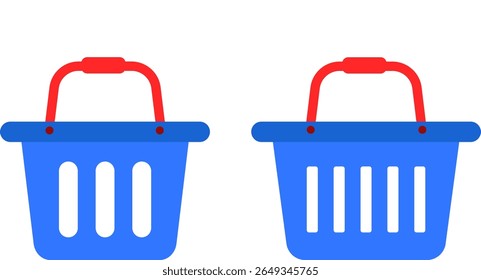 Shopping basket icon set. Supermarket symbol. Commercial sign. customer buyer concept. Grocery store sign. Food market basket symbols

