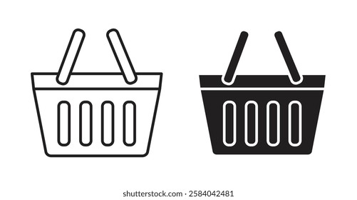 Shopping basket icon set in thin line. vector illustrations for web