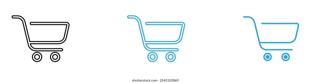Cesta de la compra Icon Set Ilustración vectorial en negro