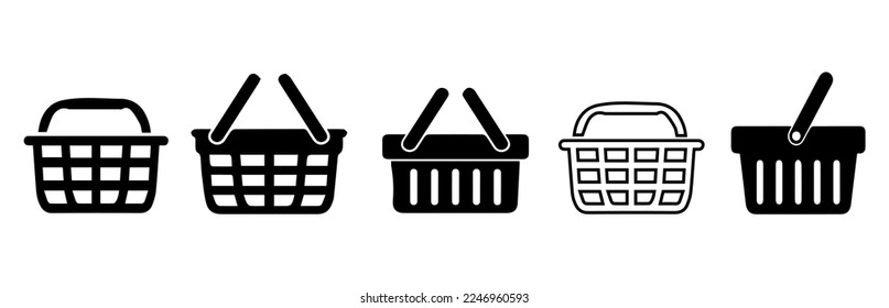 shopping basket icon set,isolated on white background