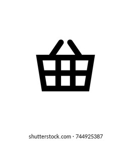 Shopping basket icon, simple flat design for app, ui, ux, web, button, interface glyph pictogram elements, graphic vector isolated on white background