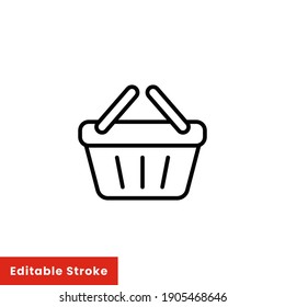 Shopping Basket Icon. Simple Line Style For Web Template And App. Shop, Cart, Bag, Store, Online, Purchase, Buy, Retail, Vector Illustration Design On White Background. Editable Stroke EPS 10