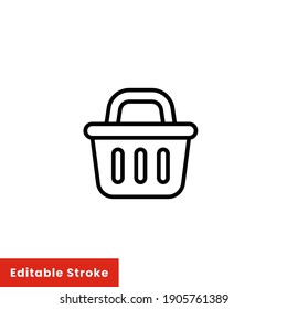 Shopping basket icon. Simple line style for web template and app. Shop, cart, bag, store, online, purchase, buy, retail, vector illustration design on white background. Editable stroke EPS 10