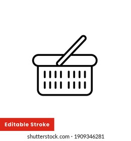 Shopping basket icon. Simple line style for web template and app. Shop, cart, bag, store, online, purchase, buy, retail, vector illustration design on white background. Editable stroke EPS 10