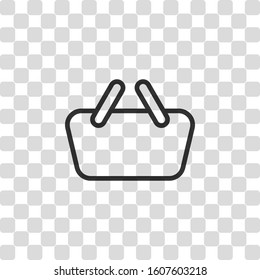Shopping basket icon. Simple linear icon with thin outline. Black symbol on transparency grid