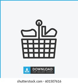 shopping basket icon. simple outline shopping bag vector icon. on white background.