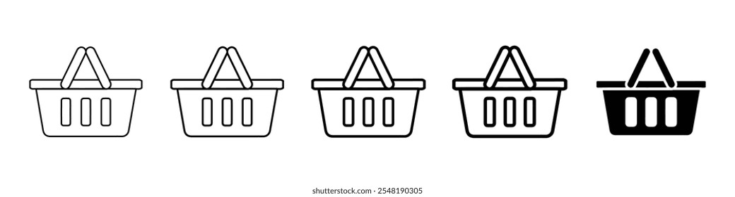 Icono de la cesta de la compra Conjunto de logotipo de línea fina simple