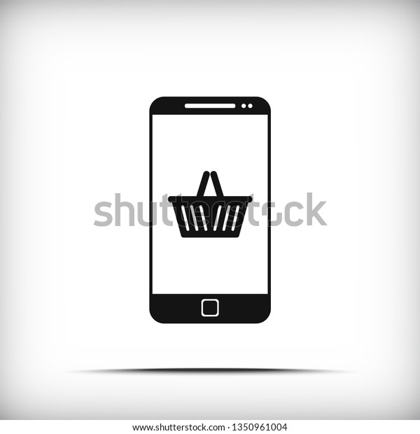 Shopping basket icon\
for smart phone -\
Vector